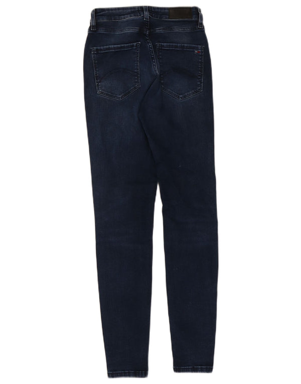 Jeans skinny a vita ultra alta da donna Tommy Hilfiger W26 L30 cotone blu navy