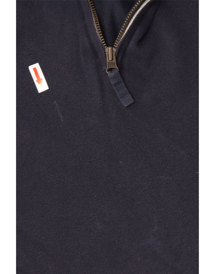 Timberland Maglione da uomo con zip e collo grande in cotone blu navy