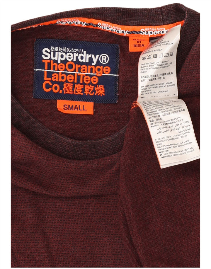 Top da uomo a maniche lunghe Superdry piccolo in cotone bordeaux