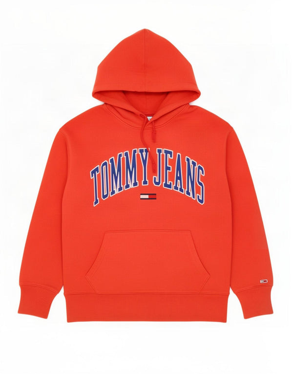 Maglione con cappuccio grafico da uomo Tommy Hilfiger in cotone arancione medio