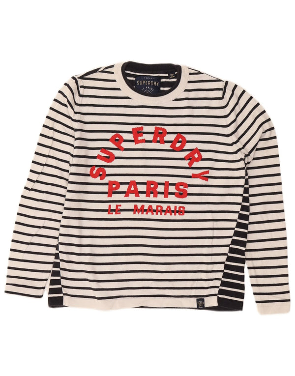 Maglione maglione girocollo oversize da donna Superdry UK 10 piccolo bianco