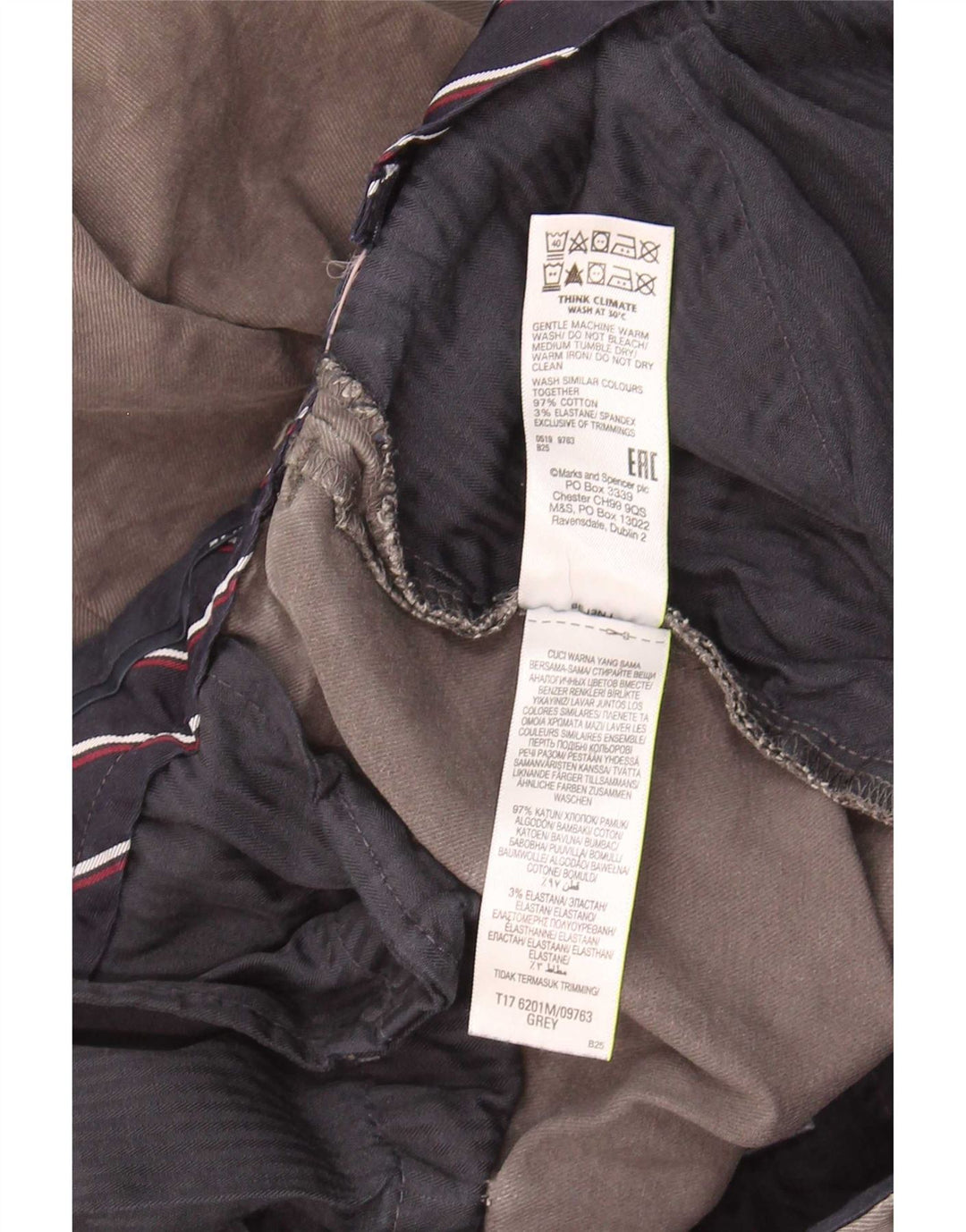 Pantaloni chino dritti Marks & Spencer da uomo blu Harbour W40 L29 grigi