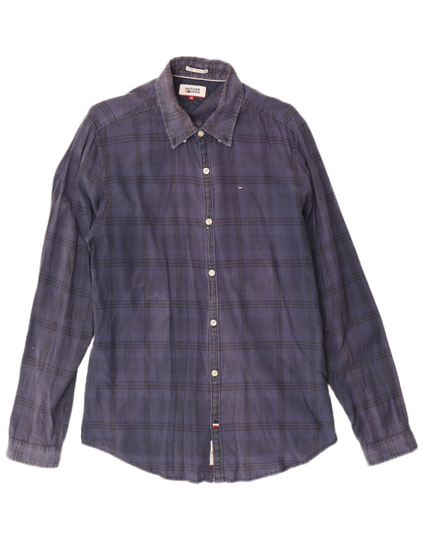 Camicia da uomo Tommy Hilfiger in cotone a quadri blu navy medio