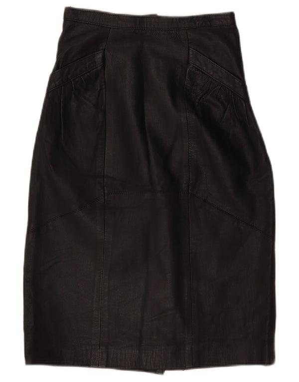 Gonna in pelle a vita alta vintage da donna W24 XS nera