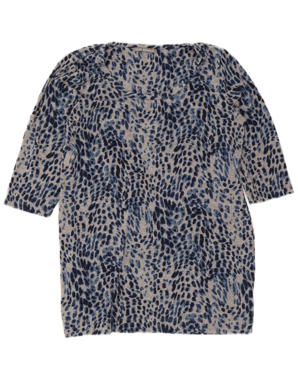 Marks & Spencer Top da donna manica 3/4 UK 16 grande stampa animalier blu