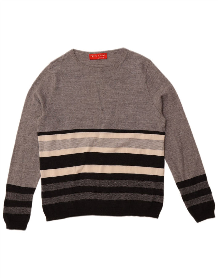 Maglione da donna con scollo a barca Perte by Krizia UK 14 Grigio medio a righe