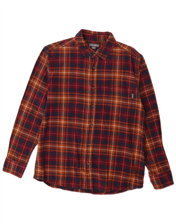 EDDIE BAUER Camicia da uomo in flanella di cotone a quadri multicolore medio