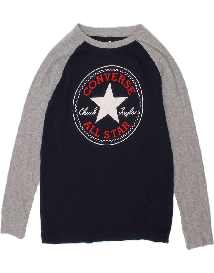 CONVERSE Boys Graphic Top Long Sleeve 10-11 Years Medium Navy Blue Vintage Converse and Second-Hand Converse from Messina Hembry 