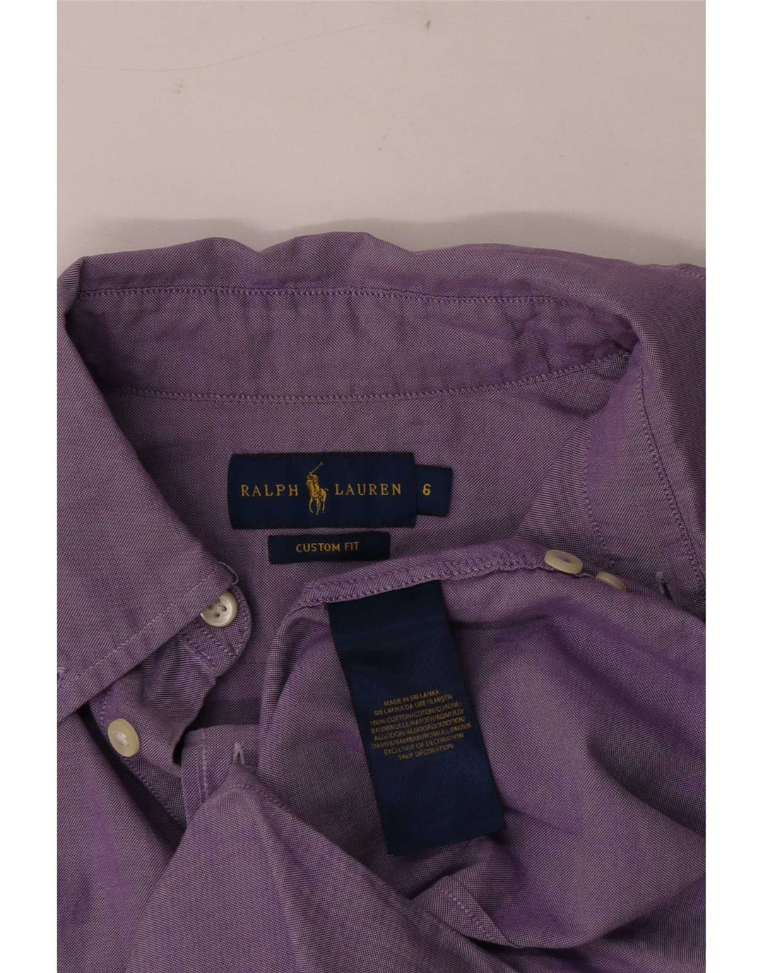 Camicia Ralph Lauren da uomo su misura US 6 cotone viola medio