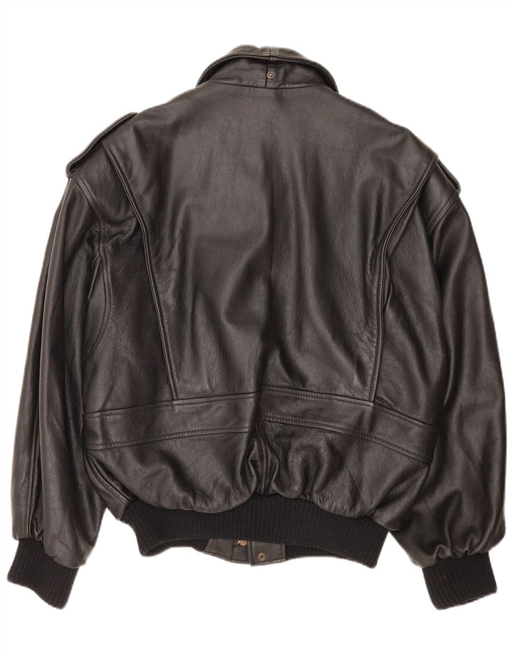 Giubbotto bomber militare vintage da uomo IT 48 medio in pelle nera