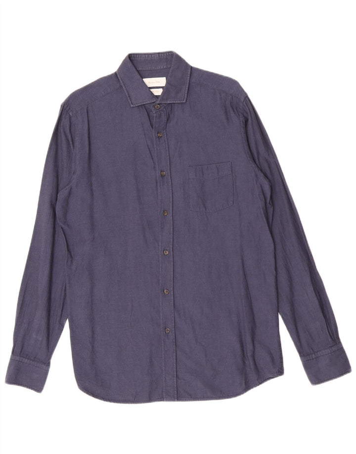 Camicia da uomo Massimo Dutti in cotone blu navy medio
