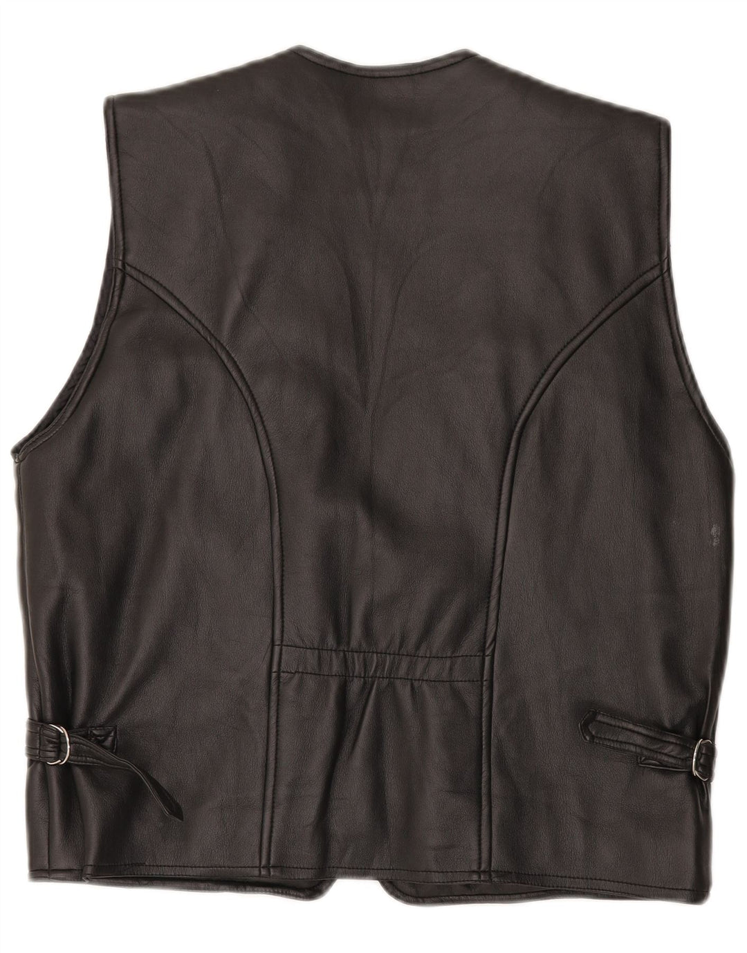 Gilet in pelle vintage da donna UK 16 grande nero