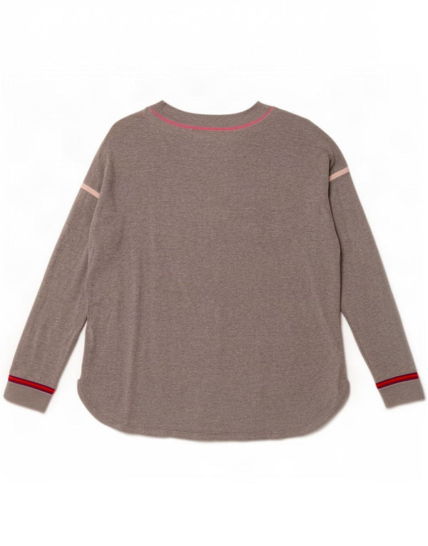Tommy Hilfiger Donna Top oversize manica lunga UK 6 XS Cotone chiazzato grigio