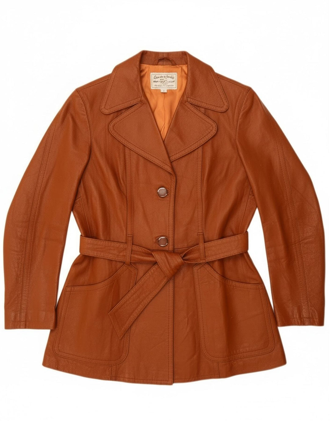 Giacca in pelle da donna vintage UK 14 in pelle marrone medio