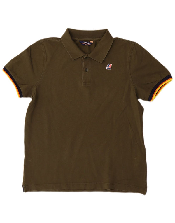 Polo da uomo K-Way in cotone kaki medio