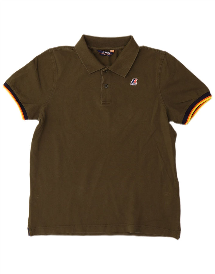 Polo da uomo K-Way in cotone kaki medio