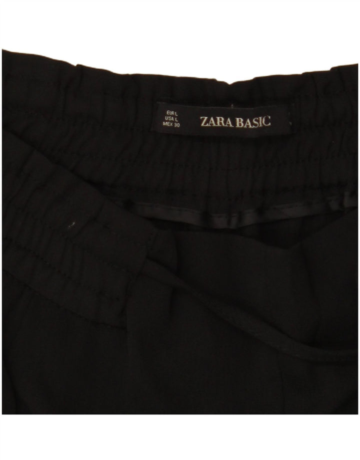 Pantaloni corti affusolati a vita alta da donna ZARA UK 16 Large W34 L27 neri