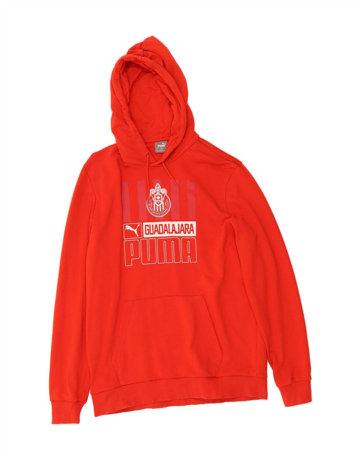 PUMA Mens Graphic Hoodie Jumper Large Red Cotton Vintage Puma and Second-Hand Puma from Messina Hembry 