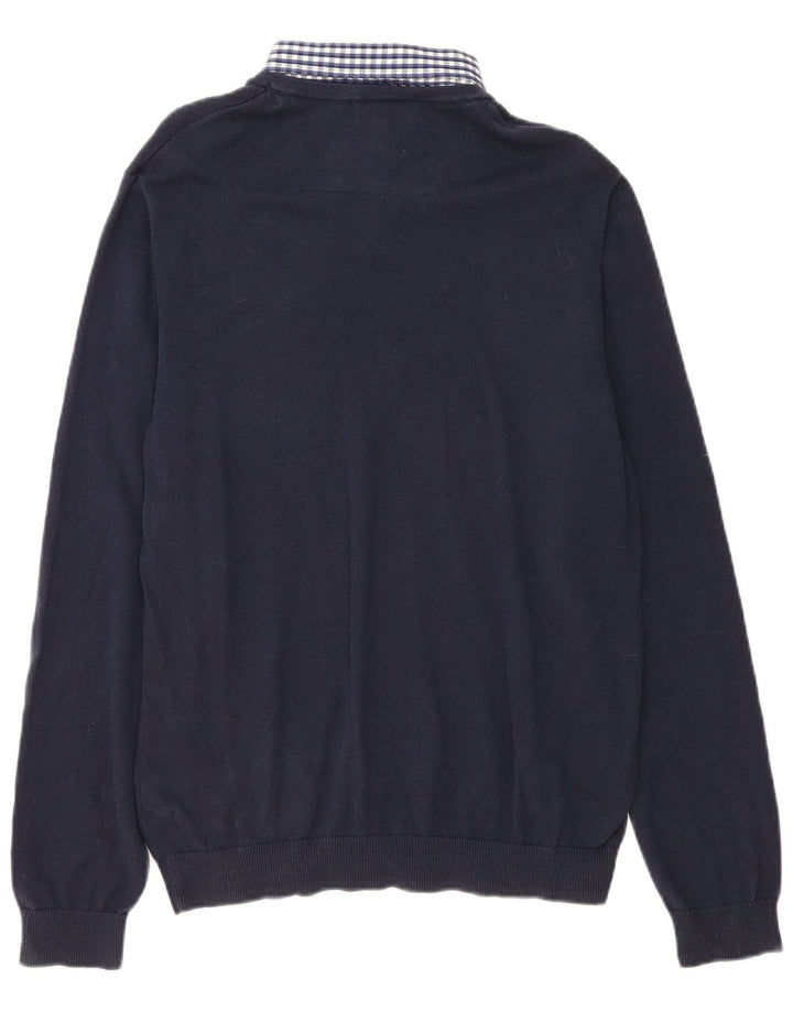 Marks & Spencer maglione da uomo con collo alto maglione grande a quadretti blu navy