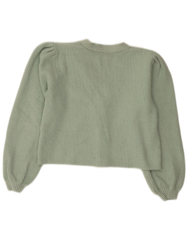 Zara Womens Crop Cardigan Sweater UK 10 Small Green Viscose
