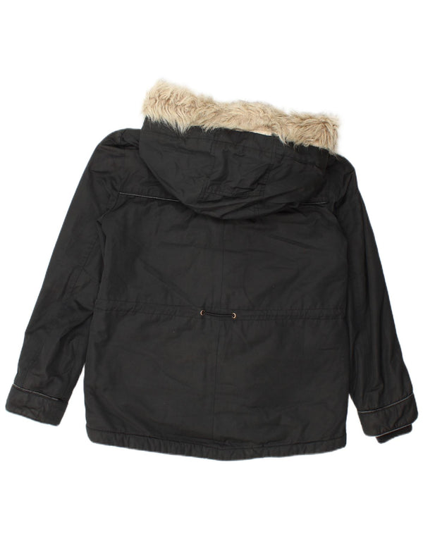 Zara Womens Hooded Oversized Windbreaker Jacket UK 6 XS Black Winter