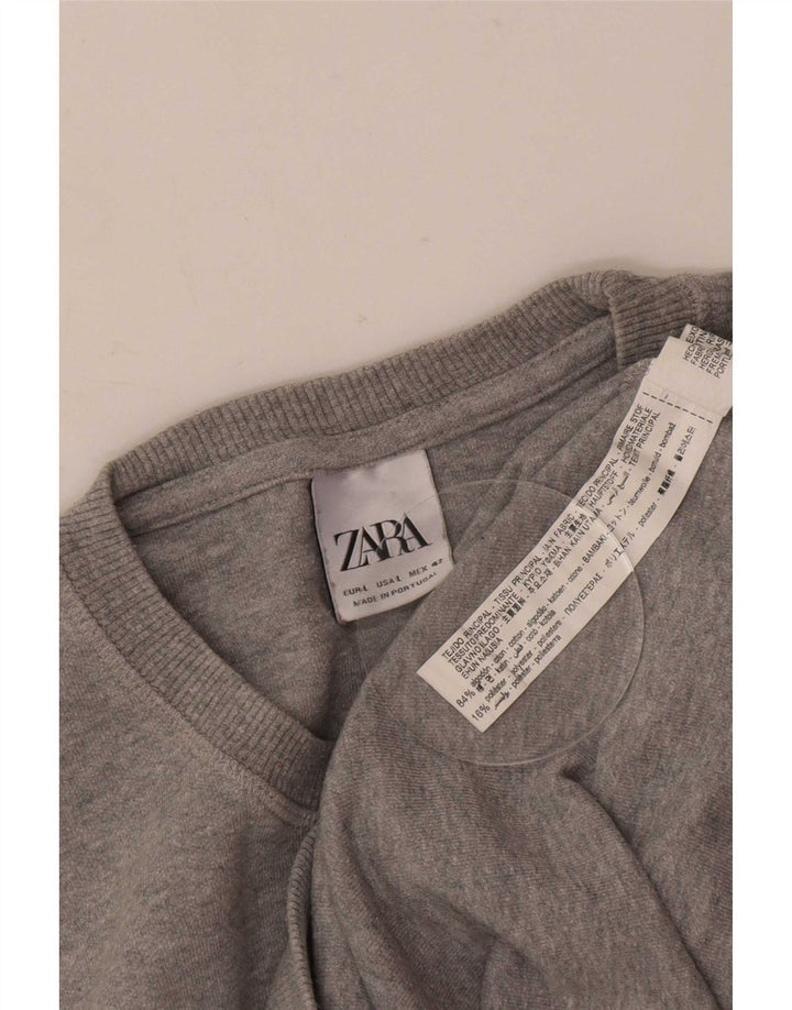 Felpa Zara da uomo maglione grande in cotone chiazzato grigio