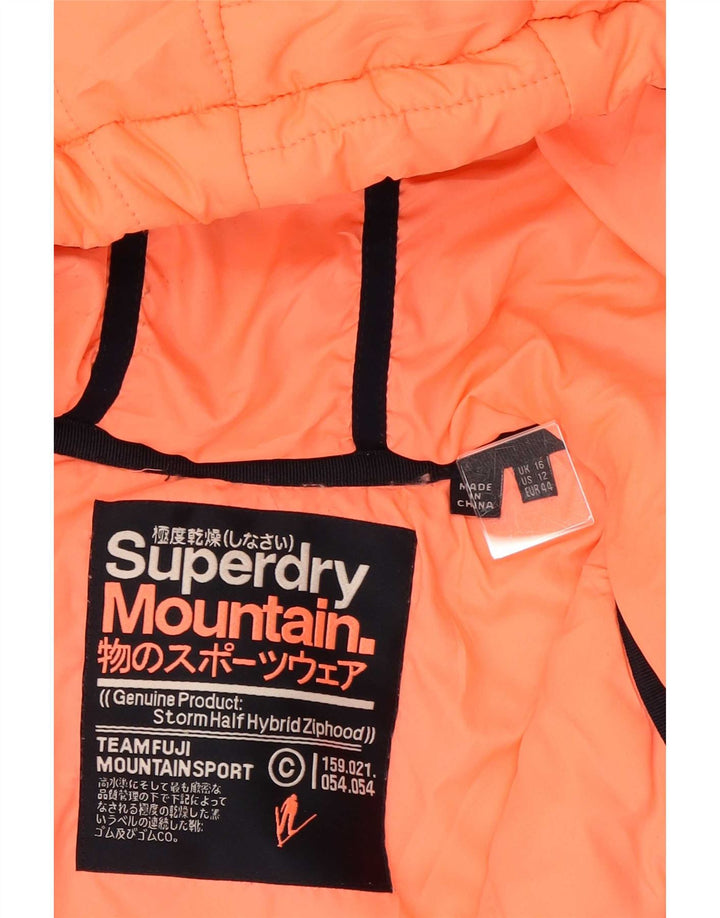 Maglione con cappuccio e zip da donna Superdry UK 16 Grande poliestere chiazzato arancione