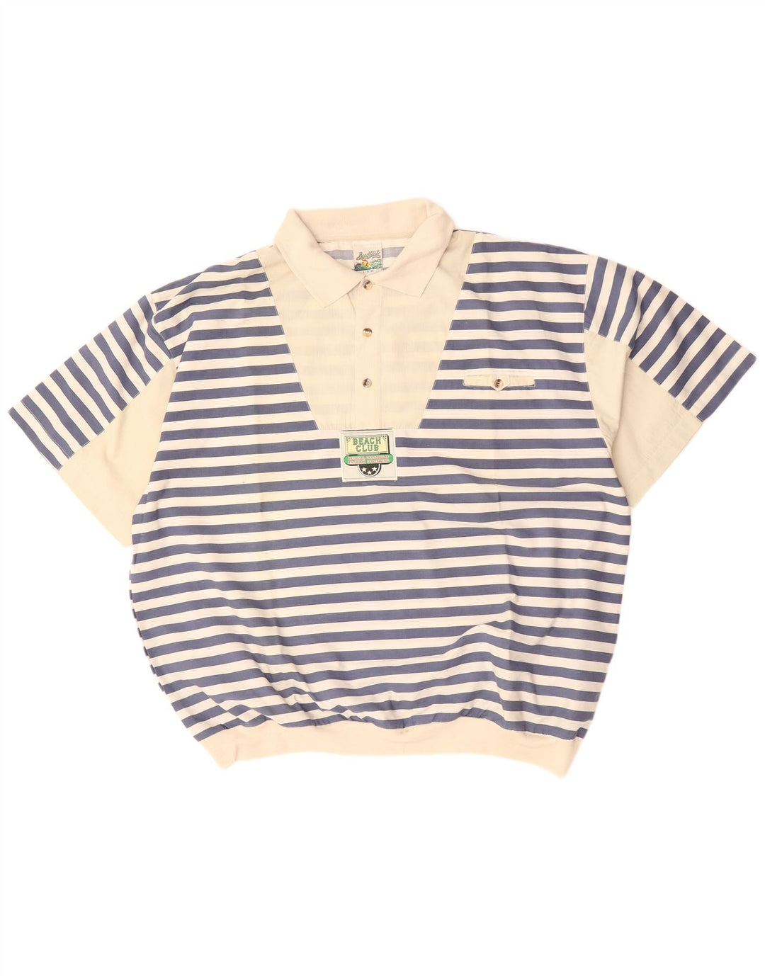 Camicia pullover a maniche corte da uomo VINTAGE IT 52/54 a righe grandi blu