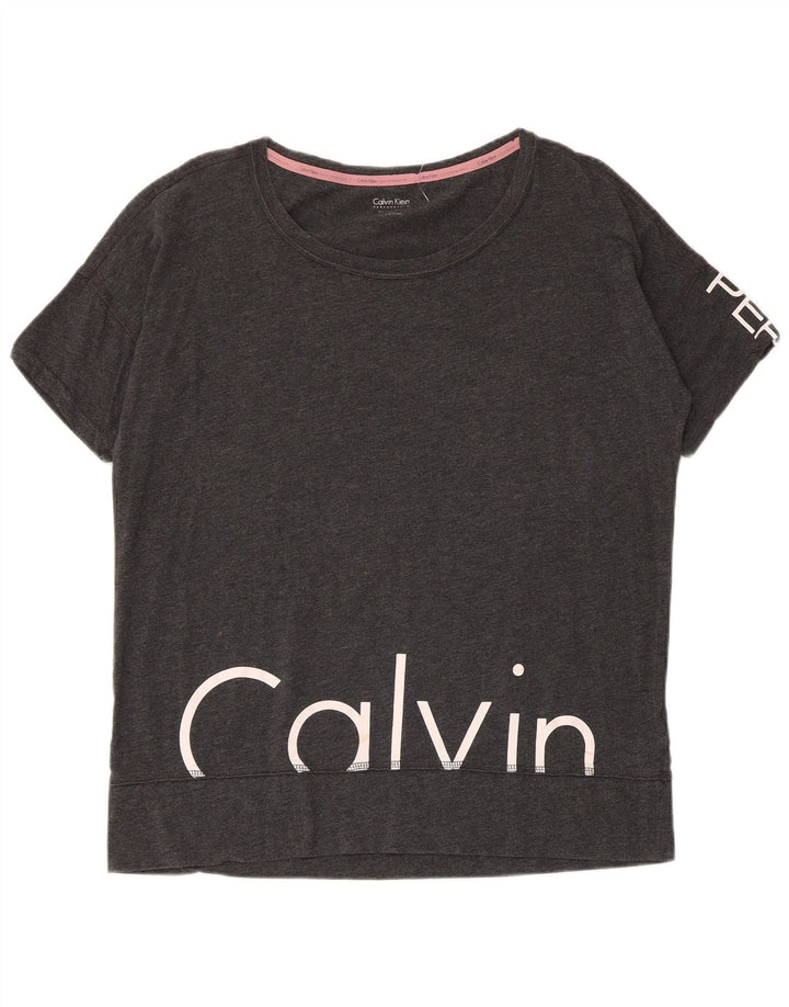 Maglietta da donna con grafica Performance Calvin Klein Top UK 14 Grigio medio