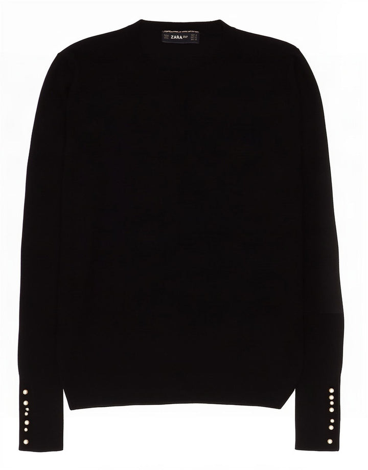 Maglione maglione girocollo da donna Zara UK 12 medio nero