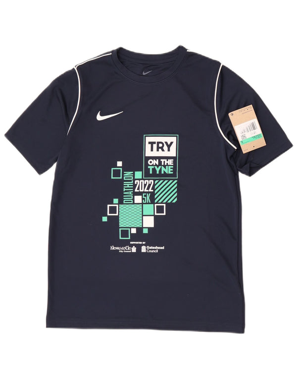 T-shirt grafica Nike da ragazzo Dri Fit Top 13-14 anni XL blu navy poliestere