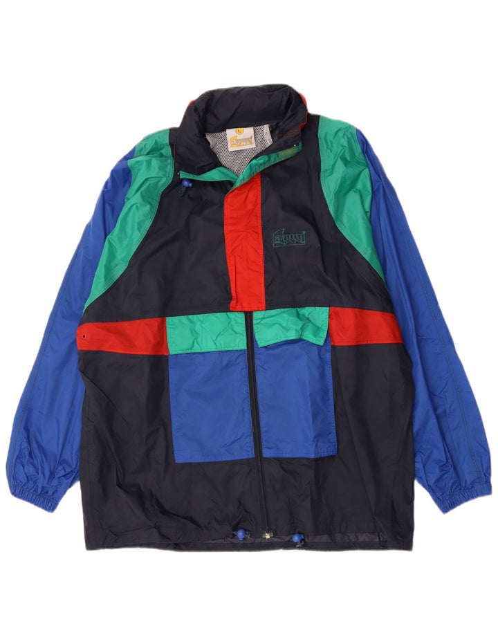 Giacca antipioggia da uomo Anuy UK 40 Large in nylon color block blu navy