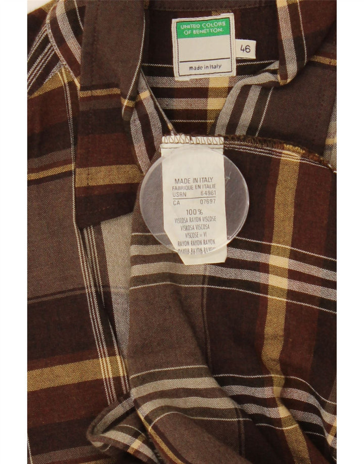 Camicia Donna Benetton IT 46 Large Marrone Check Viscosa