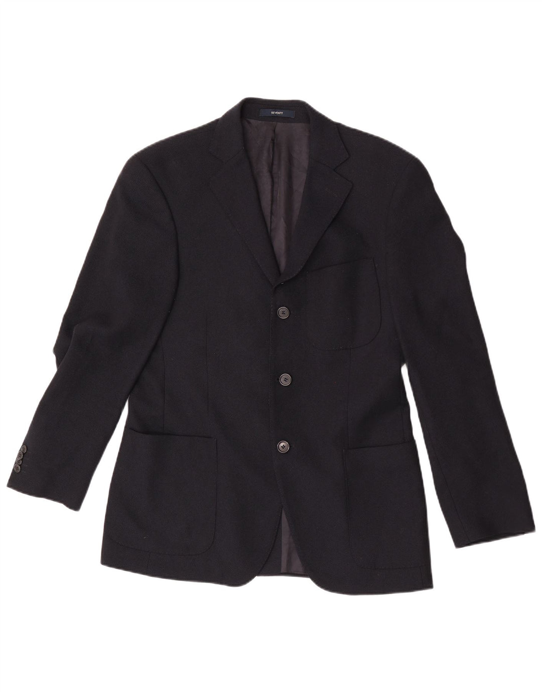 Giacca blazer da uomo a 3 bottoni Seventy IT 46 piccola in lana vergine blu navy