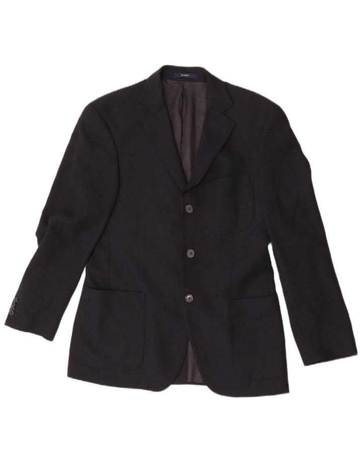 Giacca blazer da uomo a 3 bottoni Seventy IT 46 piccola in lana vergine blu navy