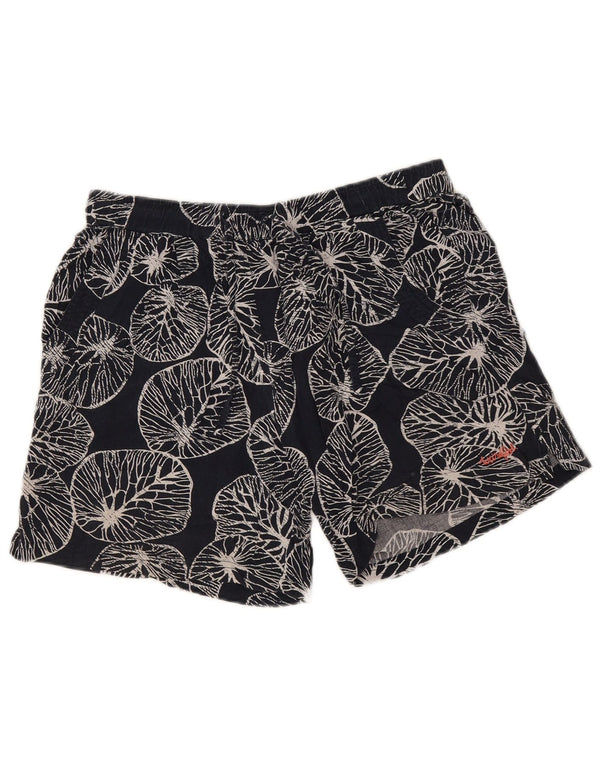 Pantaloncini casual da donna Weird Fish UK 12 Medium W30 Viscosa floreale blu navy