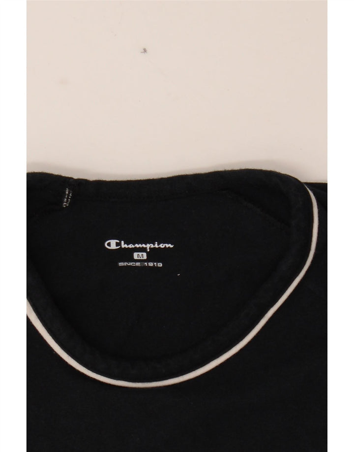 CHAMPION Womens Graphic T-Shirt Top UK 12 Medium Black Cotton Vintage Champion and Second-Hand Champion from Messina Hembry 