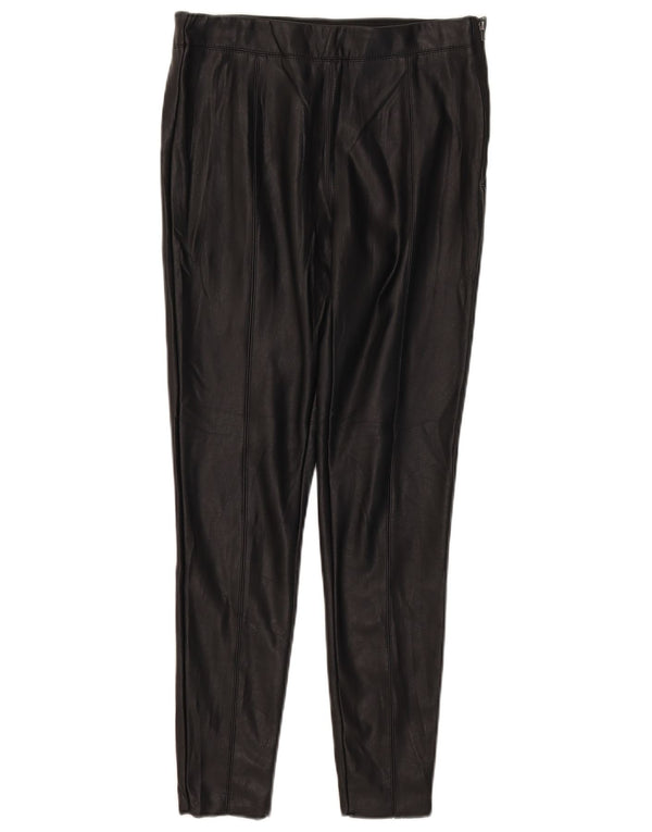 Pantaloni da donna slim in ecopelle Topshop UK 12 medi W30 L28 neri