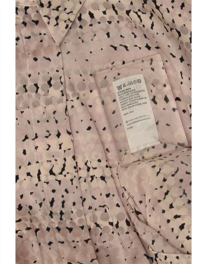 Camicetta camicia da donna Marks & Spencer UK 12 Seta maculata rosa medio