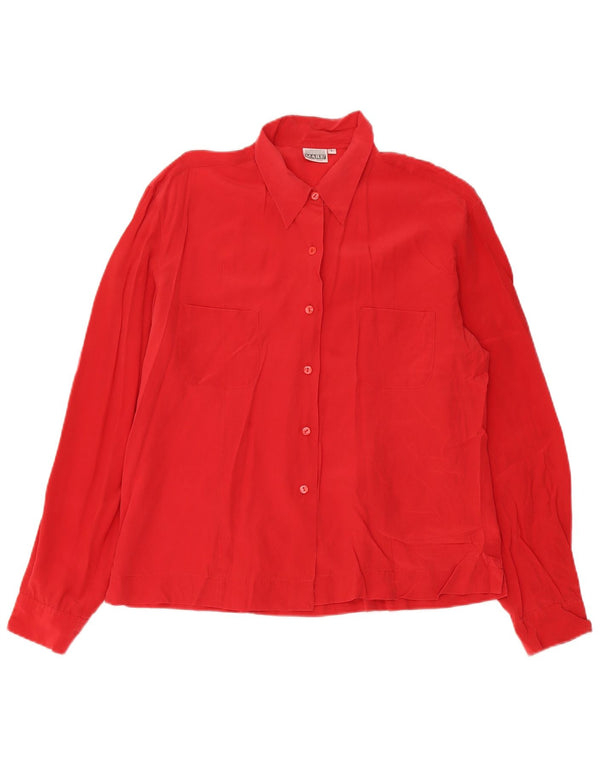 Camicetta camicia da donna Andrea Mare UK 16 grande seta rossa