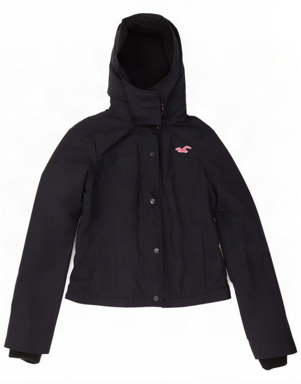 Hollister Giacca a vento con cappuccio da donna UK 10 Small Navy Blue Poliestere