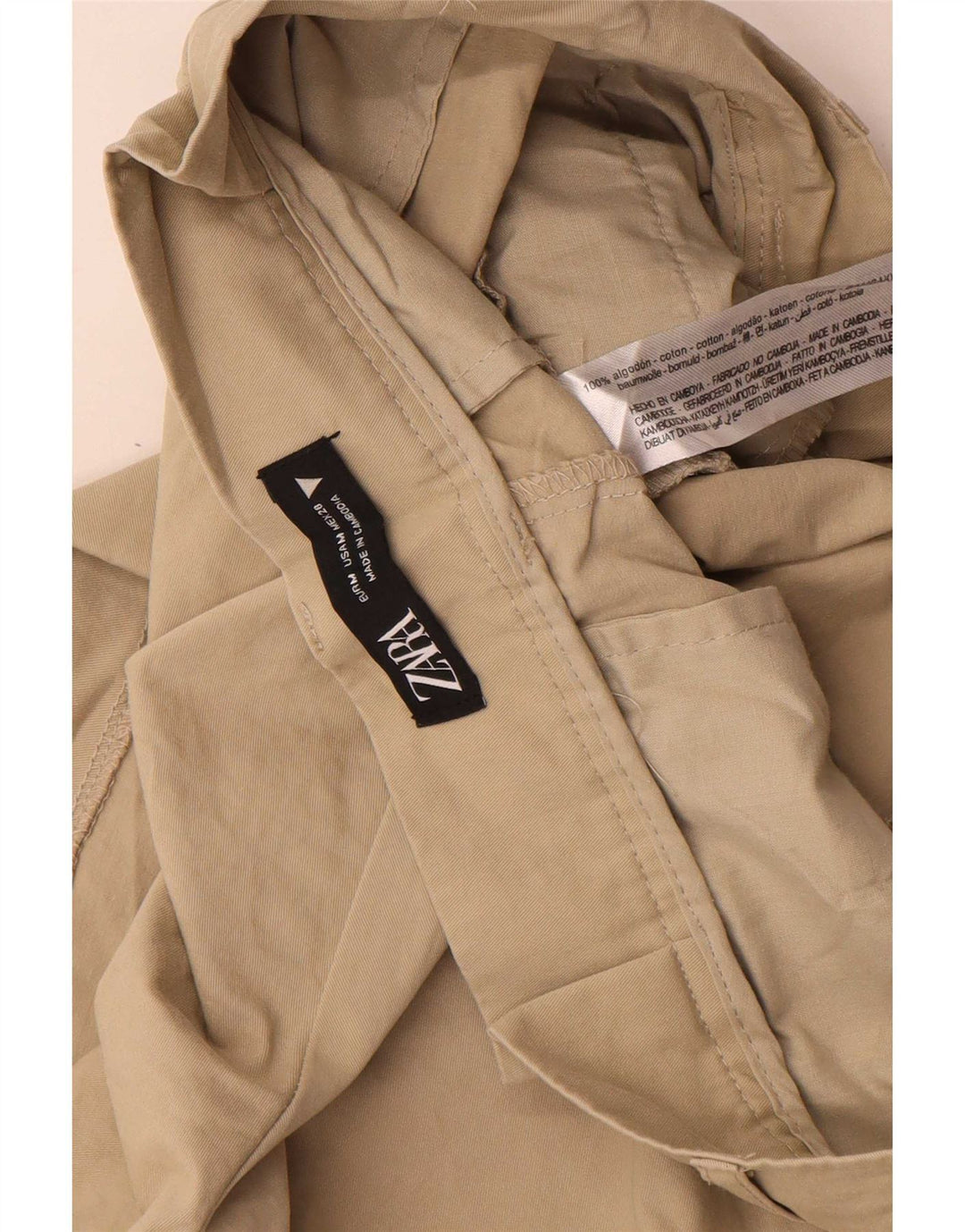 Pantaloncini casual con ancoraggio da donna Zara medi W28 in cotone beige