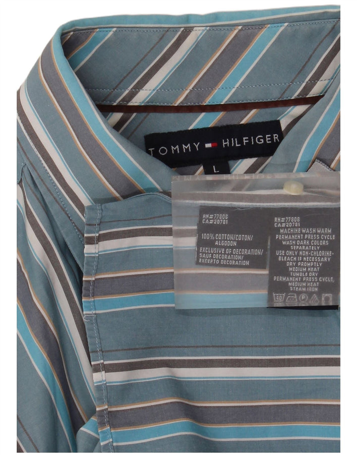 Camicia da uomo Tommy Hilfiger grande cotone a righe blu