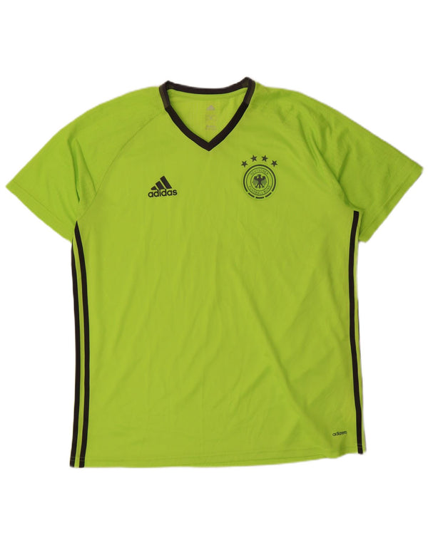 Adidas Uomo Deutscher Fussball Bund T-shirt Top XL Verde Poliestere