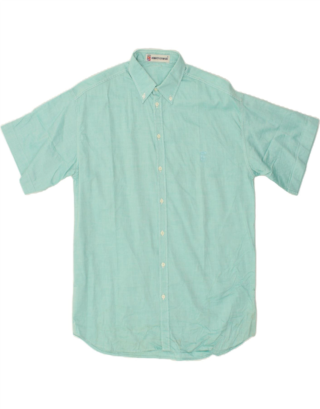 ARMATA DI MARE Mens Short Sleeve Shirt Large Turquoise | Vintage Armata Di Mare | Thrift | Second-Hand Armata Di Mare | Used Clothing | Messina Hembry 