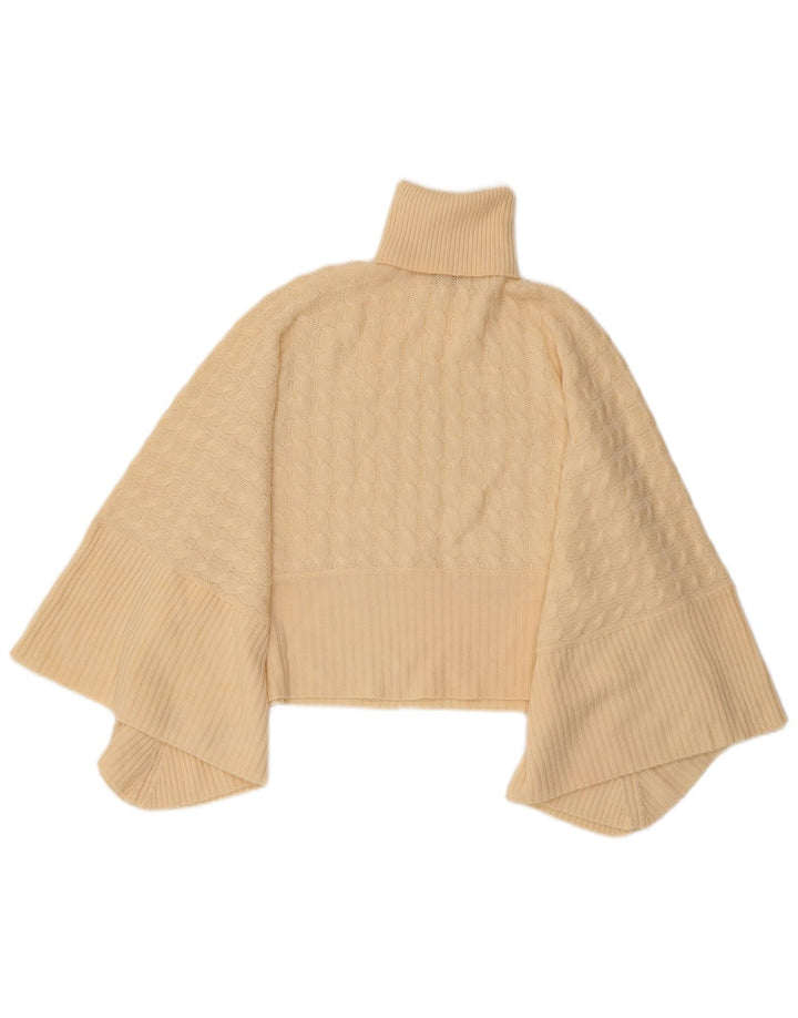 MAX MARA Maglione poncho da donna con collo alto UK 10 Small Beige Lana vergine