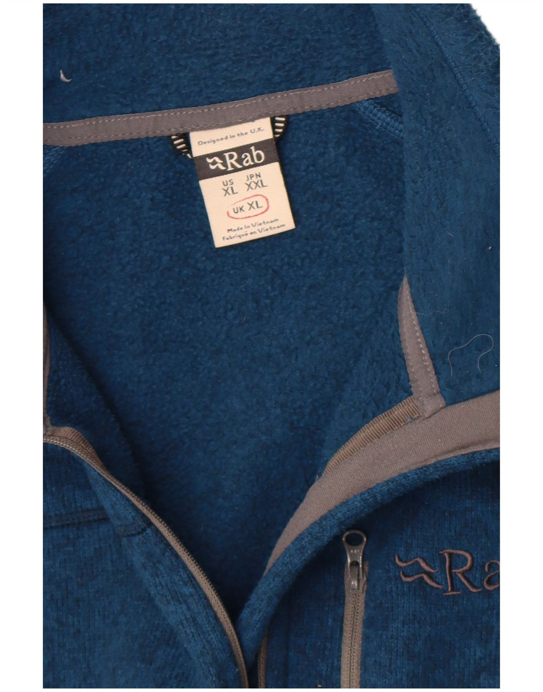 Felpa Rab da uomo con zip sul collo, maglione XL blu screziato