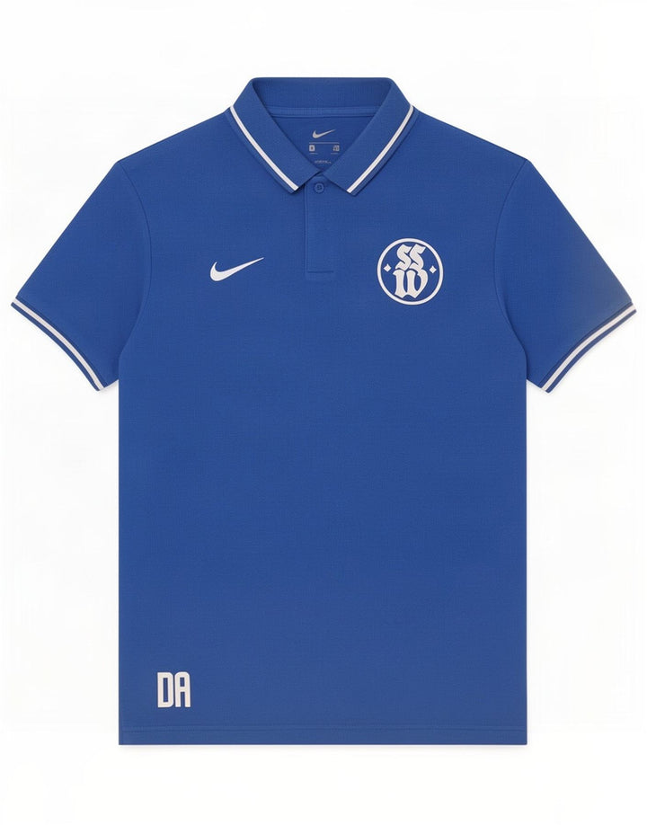 Polo grafica da uomo Nike in cotone blu medio