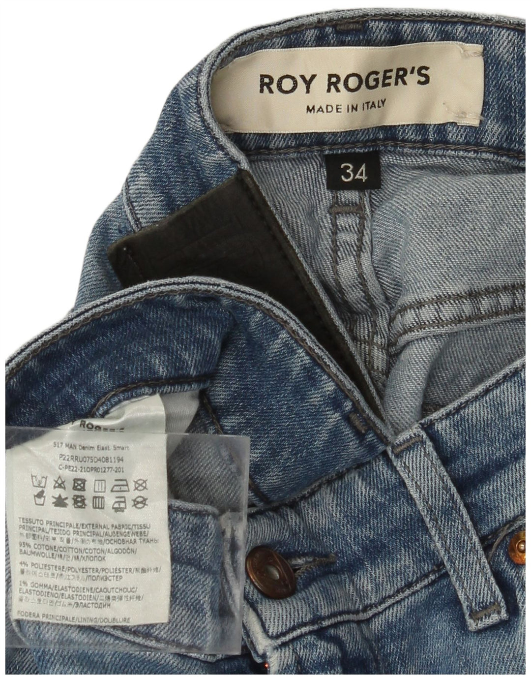 ROY ROGERS Jeans slim da uomo W34 L34 cotone blu