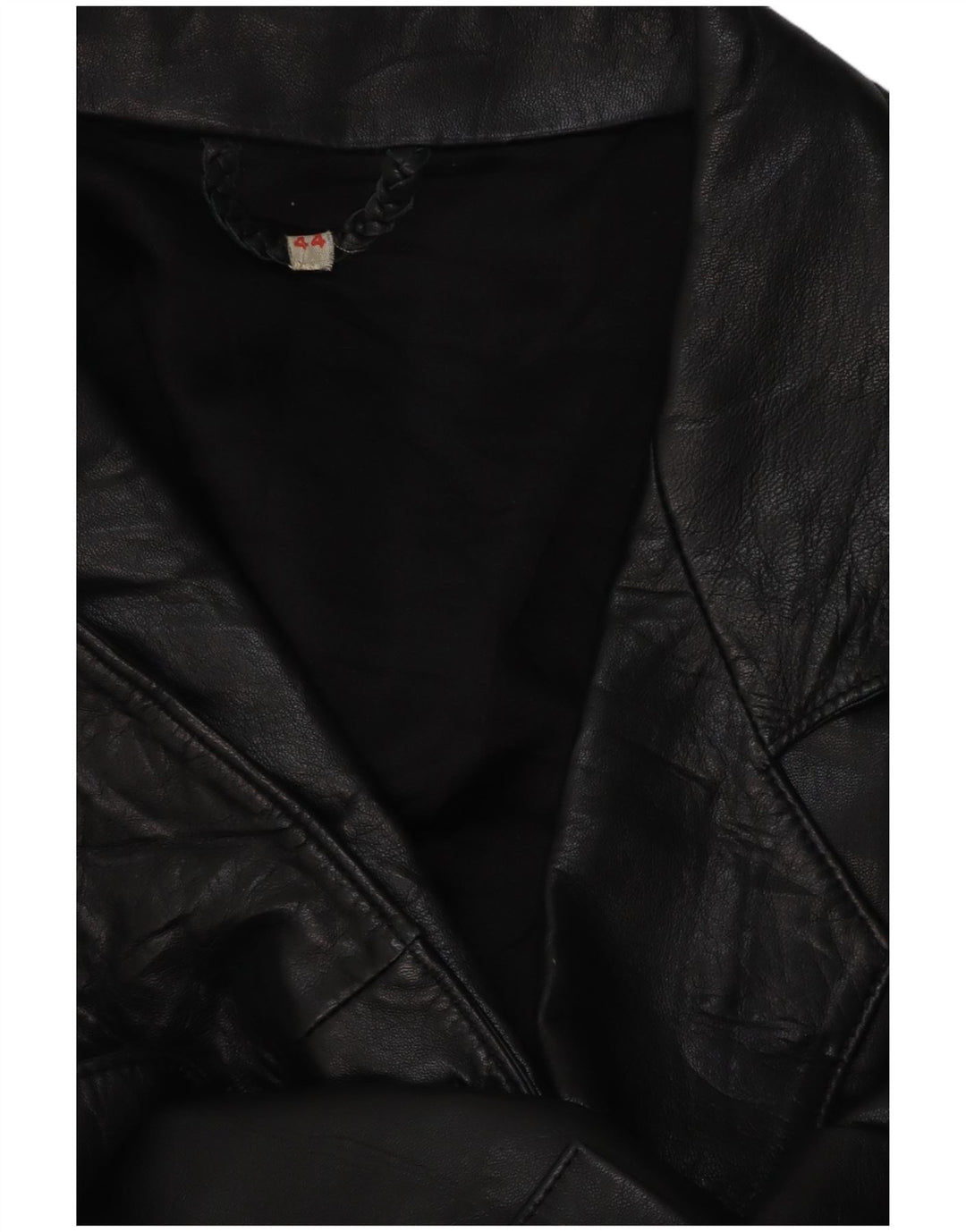 Giacca blazer in pelle doppio petto da donna VINTAGE EU 44 XL nera